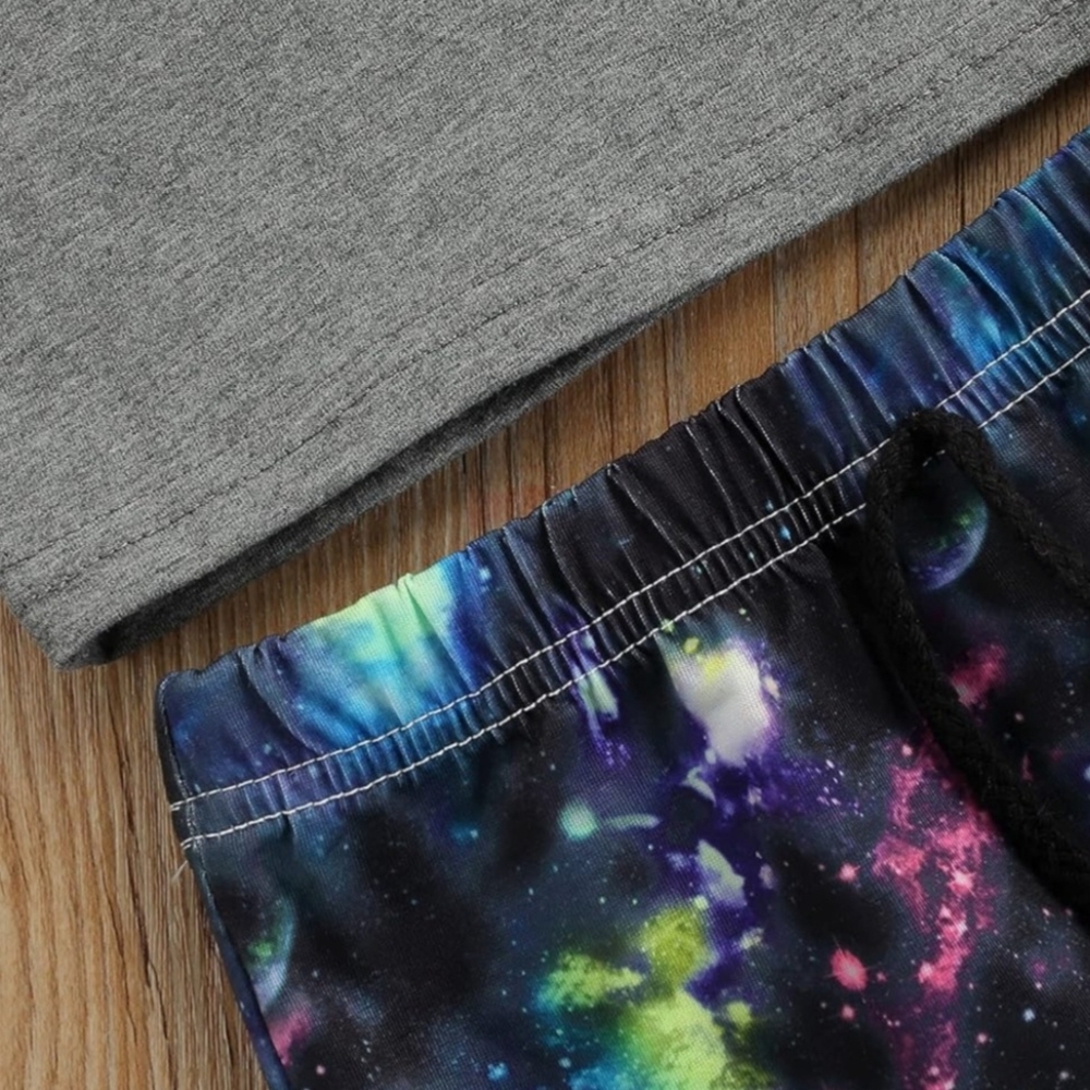 Toddler Boys "Moon Child" 2-Piece Celestial Outfit Space Theme Summer Clothes - Picture 4 of 5
